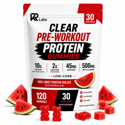 KR Labs Clear Whey Protein Gummies | Pre-Workout | 45mg Caffeine