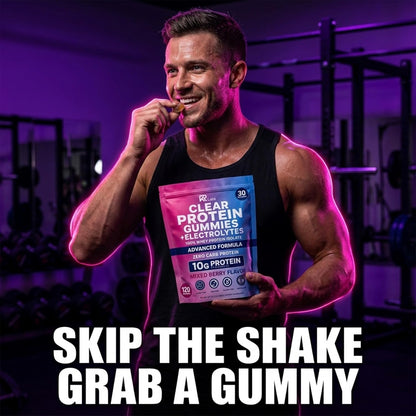 Zero Carb Clear Whey Protein Gummies, Electrolyte, Mixed Berry 10g Protein per Serving, Zero Carb, 100% Whey Isolate, Gluten-free, Non-GMO, Vitamins Added, For Men & Women