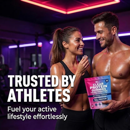 Zero Carb Clear Whey Protein Gummies, Electrolyte, Mixed Berry 10g Protein per Serving, Zero Carb, 100% Whey Isolate, Gluten-free, Non-GMO, Vitamins Added, For Men & Women